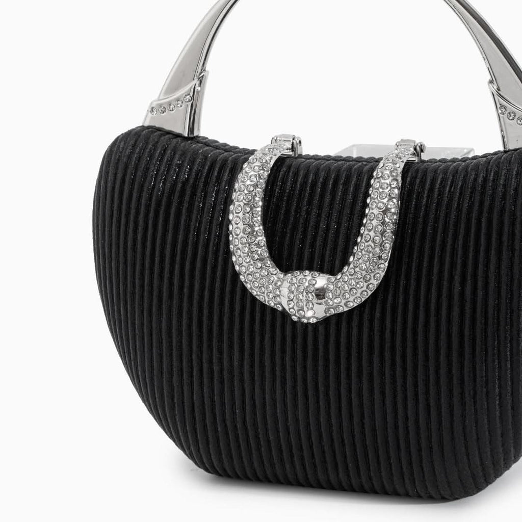 Fancy Metallic Evening Handbag Black - ShopLorca